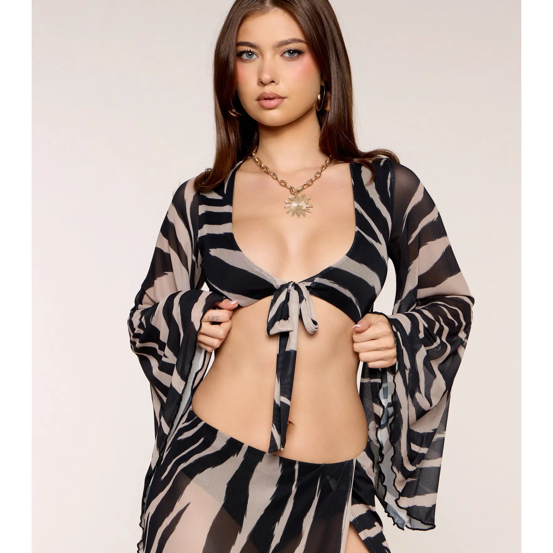 Wild Side Zebra Print Tie-Front Top