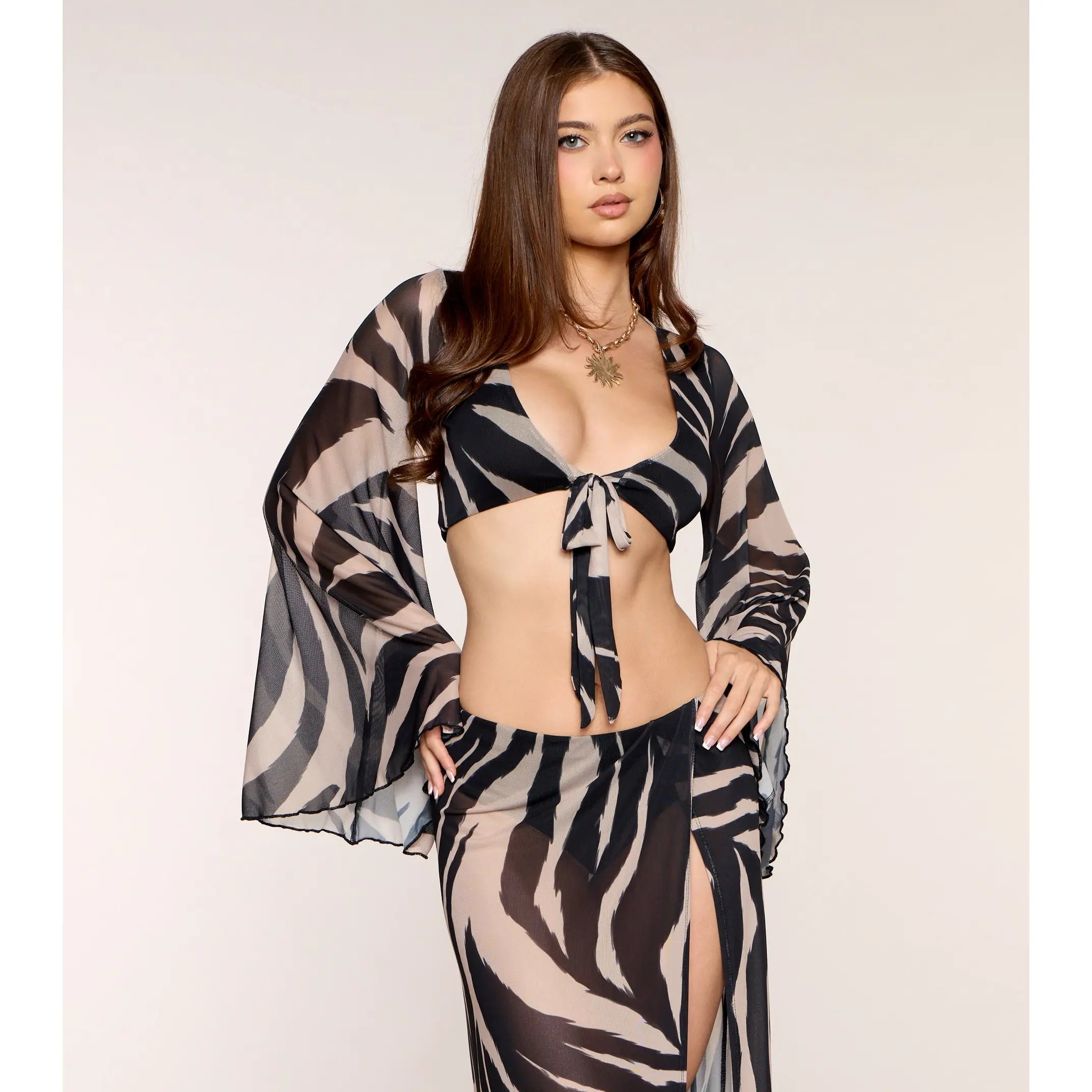 Wild Side Zebra Print Tie-Front Top