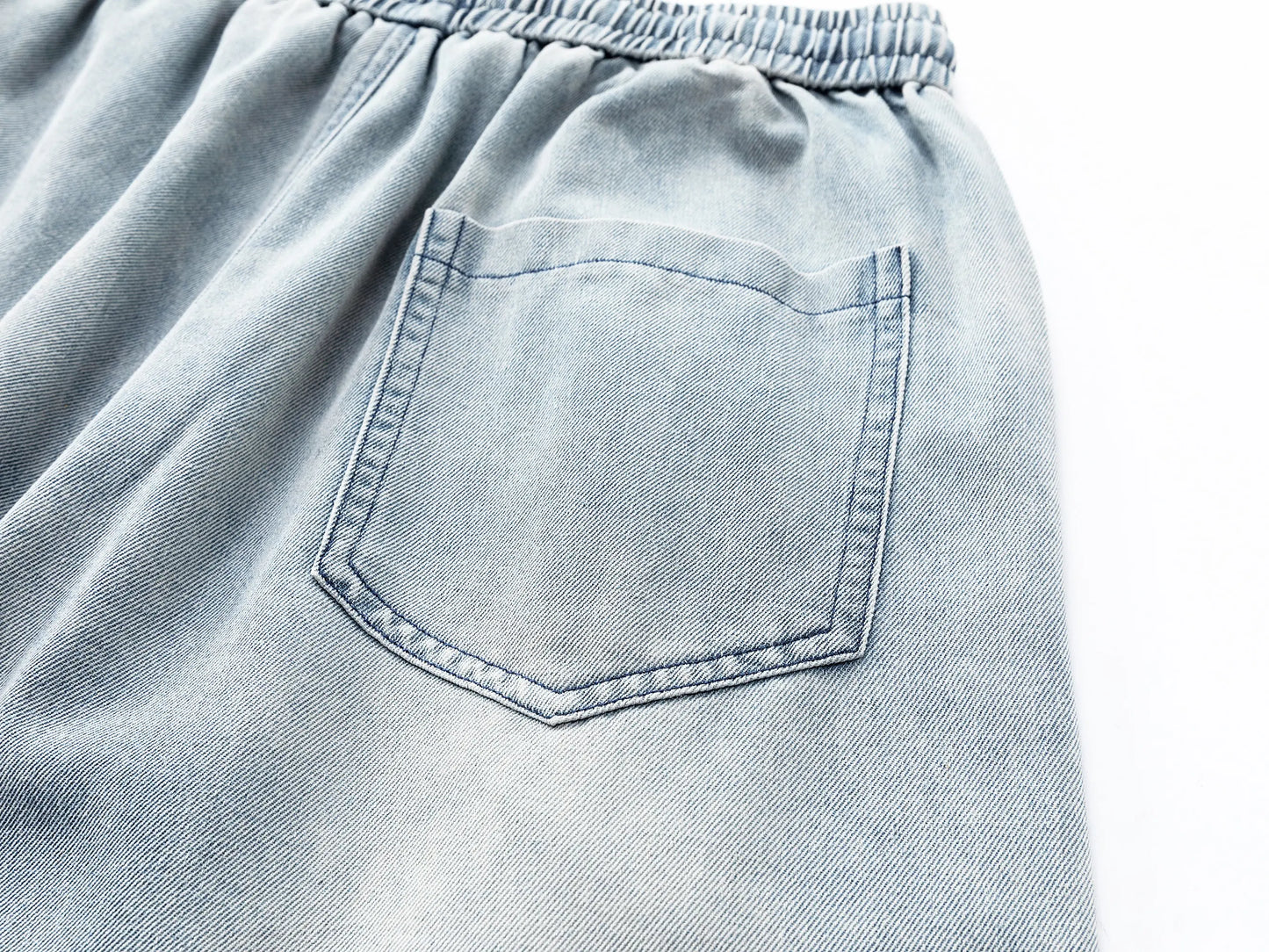 Menswear Baggy Jorts - Men'S Denim Shorts with Elastic Drawstring Waistband, Loose Fit, Knee-Length, plus Sizes, Casual Street Style for Spring Summer, Ideal for Workouts & Everyday Wear, Men'S Jorts, Oversize, Polyester, Clothes, Oversized