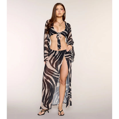 Wild Side Zebra Print Tie-Front Top
