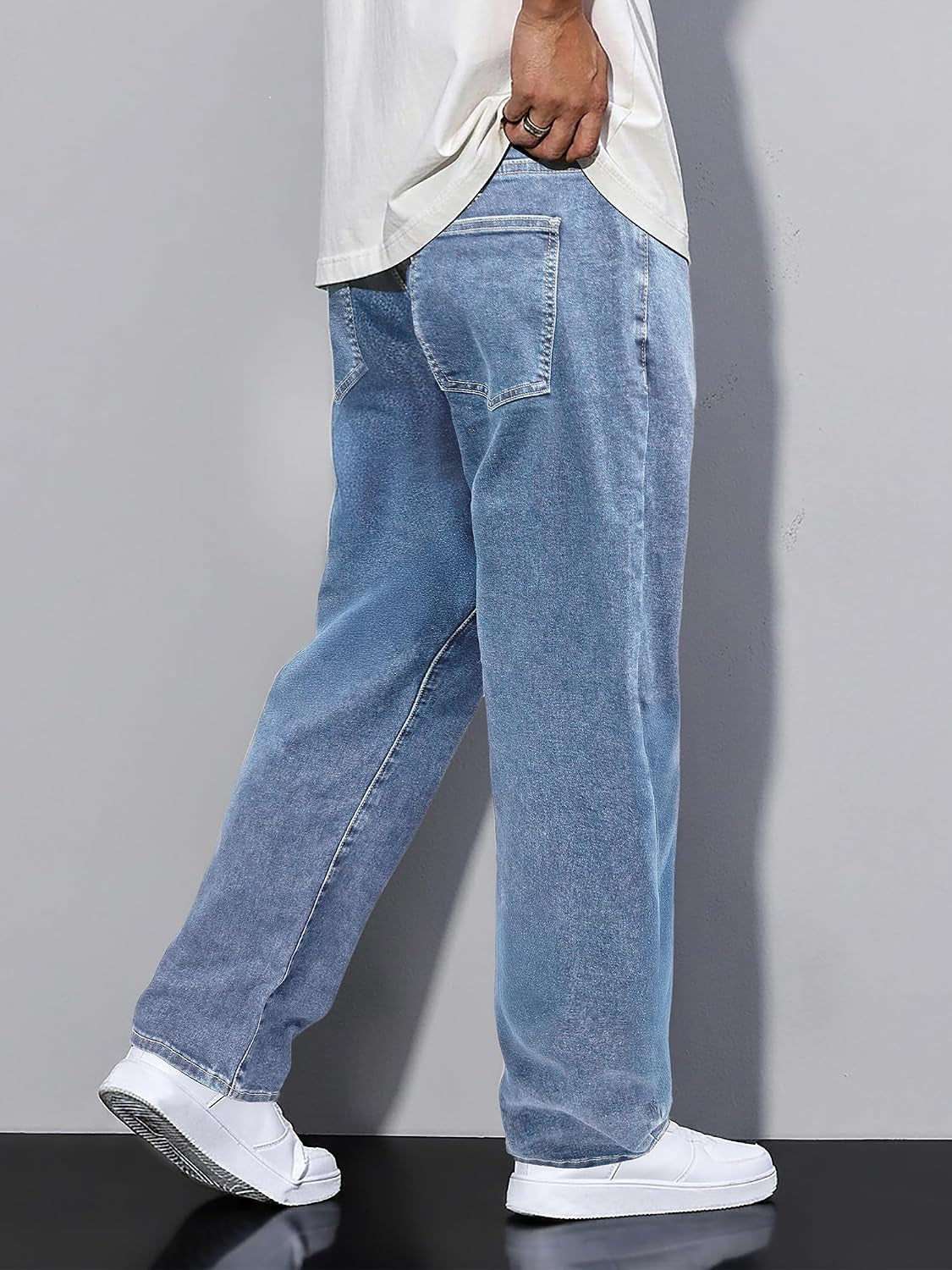 Men'S Jeans Baggy Wide Leg Jeans Skater Hip Hop Denim Pants Y2K Vintage Loose Fit Streetwear