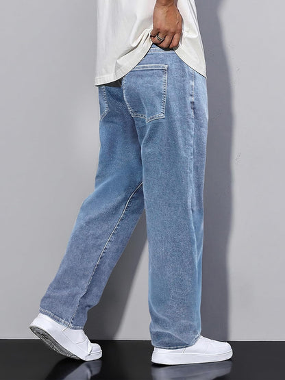 Men'S Jeans Baggy Wide Leg Jeans Skater Hip Hop Denim Pants Y2K Vintage Loose Fit Streetwear